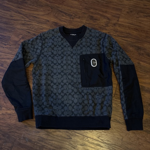 Coach Other - COACH MEN'S MIXED MEDIA ALL OVER LOGO SWEATSHIRT SZ SMALL  Black